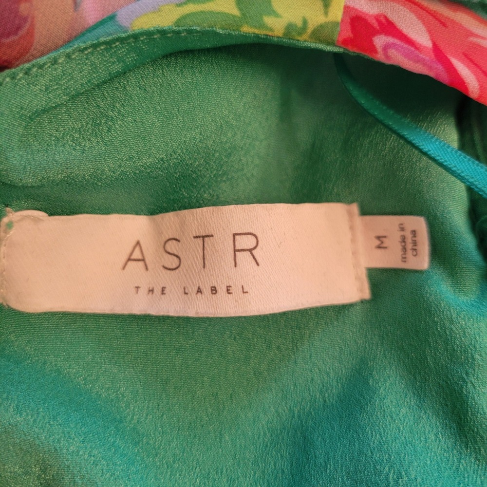 ASTR The Label M Maxi Dress Green Pink Floral Puff Sleeve ESPERANZA V Neck Fairy - Picture 6 of 10